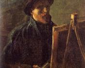 Self-Portrait with Dark Felt Hat in front of the Easel